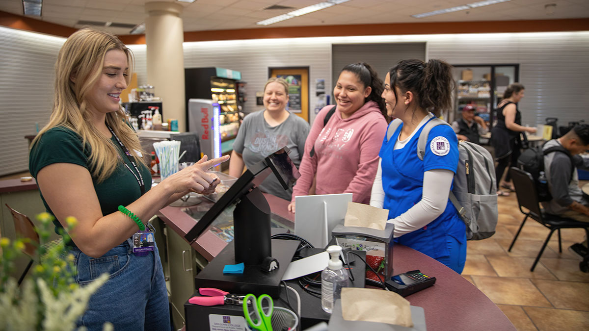 A group of students at the SJC Café Belay on San Juan College Campus