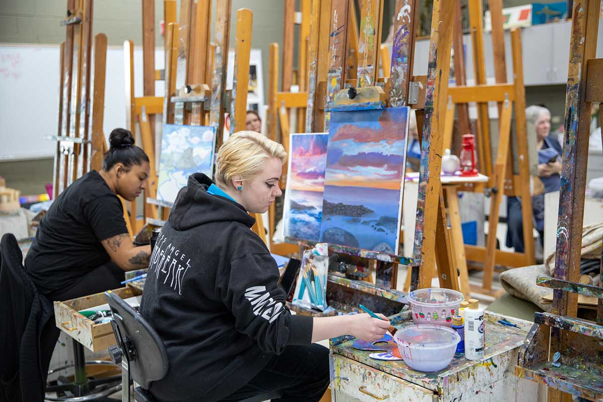 SJC students in painting class.